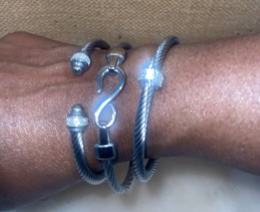 Stainless 3pc Cuff Bracelet Set