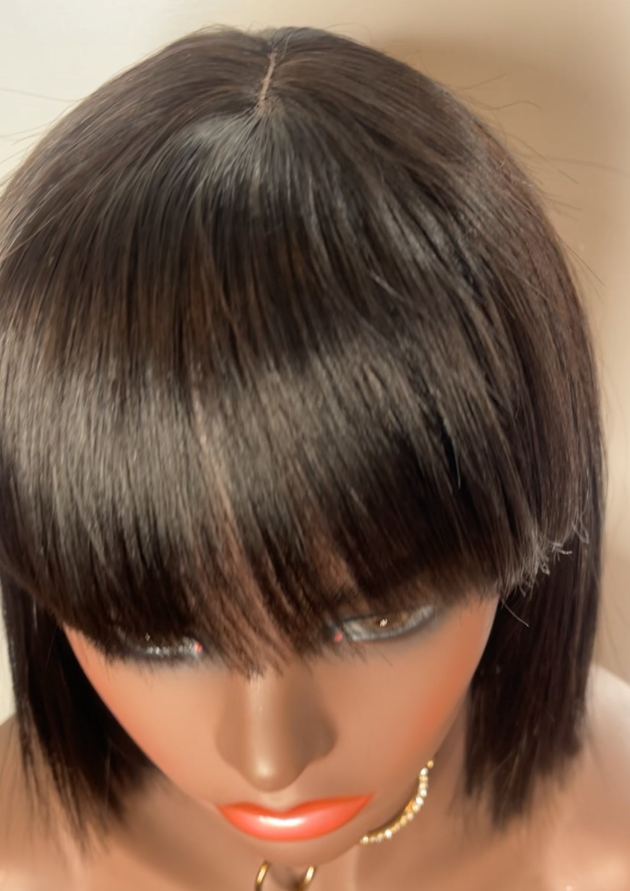 Straight Bang Bob Blunt Cut Wig w/band Human Hair